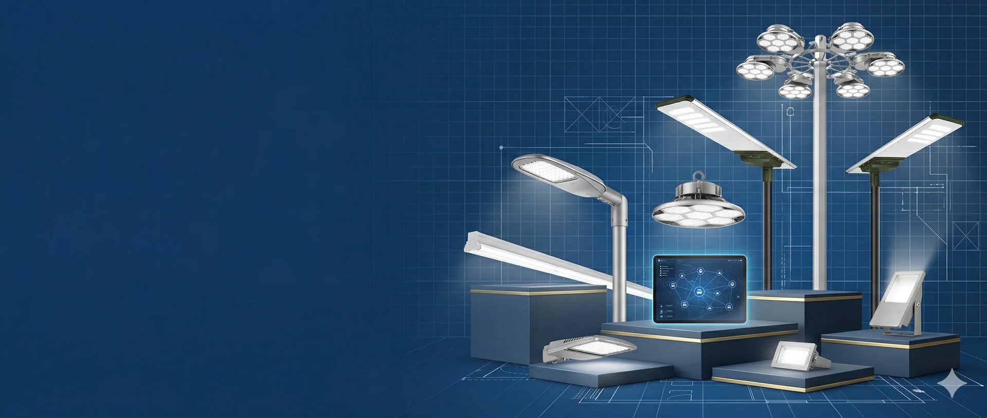 Digital illustration of cloud computing infrastructure with server, laptops, and connected devices on a blue tech background