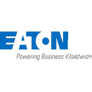 Eaton Corporation logo with tagline Powering Business Worldwide