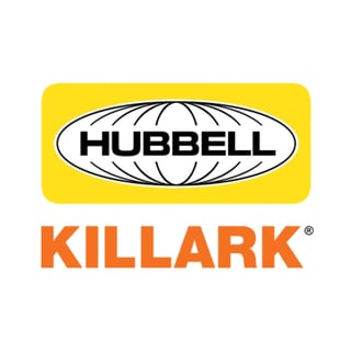 Hubbell Killark logo featuring yellow rectangle with globe design