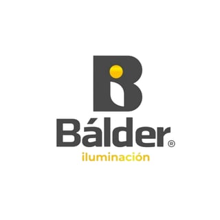 Balder illuminacion logo featuring a stylized B with a yellow dot